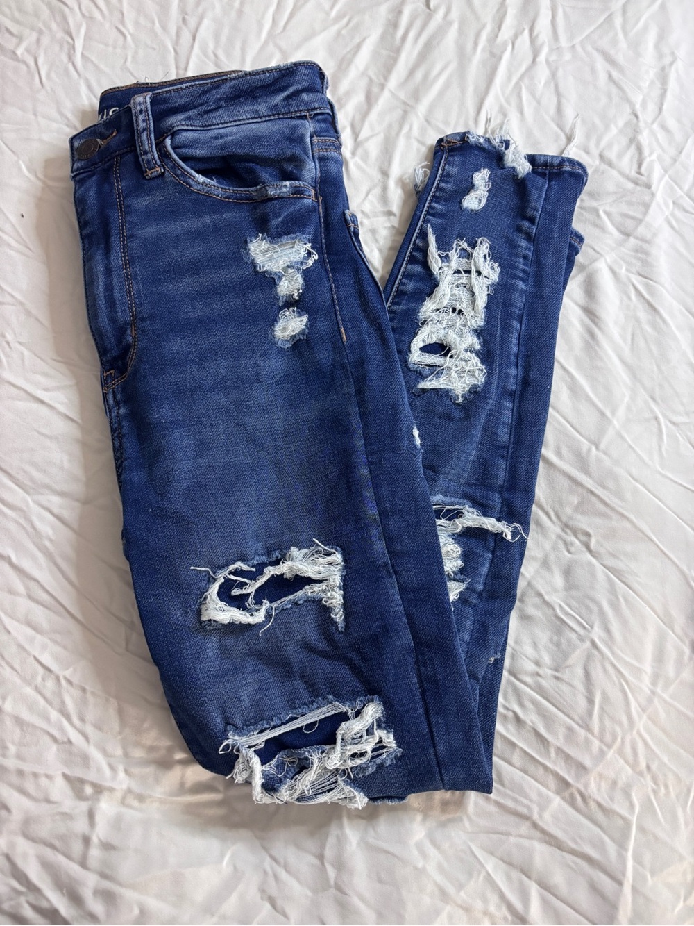 American Eagle Outfitters Dark Blue Ripped Skinny Jeans